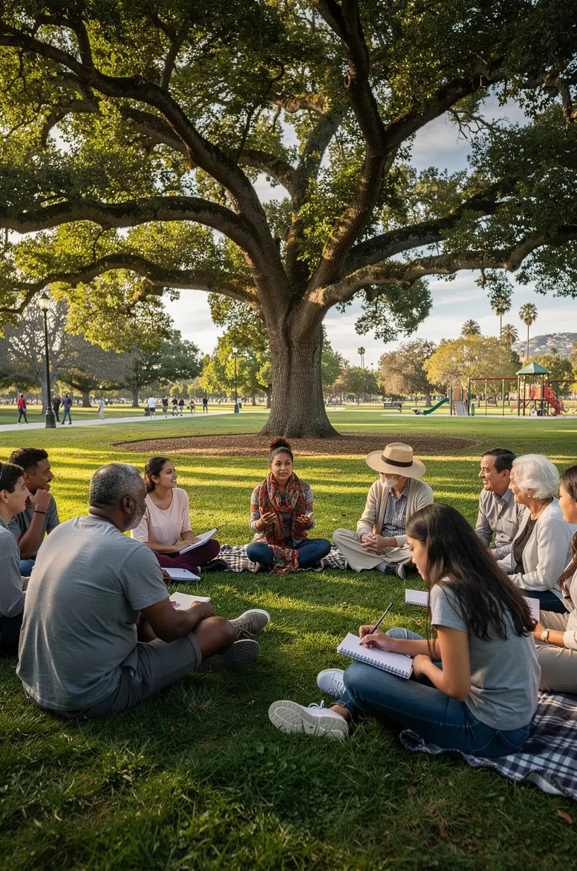 Close-up of hands exchanging information through a tablet displaying local data.